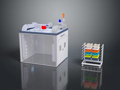 White Computer Equipment Featuring Mobile Cart With Multi layer Shelf And Colorful Storage Boxes 3d model