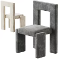 Modern Design Accent Chairs With Gray And Light Color Geometric Frame And Padded Seat