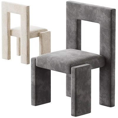 Modern Design Accent Chairs With Gray And Light Color Geometric Frame And Padded Seat 3d model