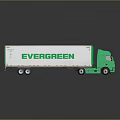 Evergreen Green White Cargo Truck Trailer Toy Model With Reflective Surface
