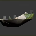 Terrain Model Featuring Rocks Green Plants Water Stream And Gravel Details