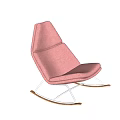 Pink Plush Leisure Rocking Chair With Soft Fabric Metal Frame And Wooden Rockers