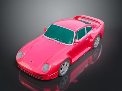 Red Vintage Sports Car Model With Shiny Exterior And Reflective Surface 3d model