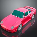 Red Vintage Sports Car Model With Shiny Exterior And Reflective Surface