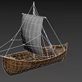Traditional Wooden Sailing Boat With White Sail And Wooden Hull Design