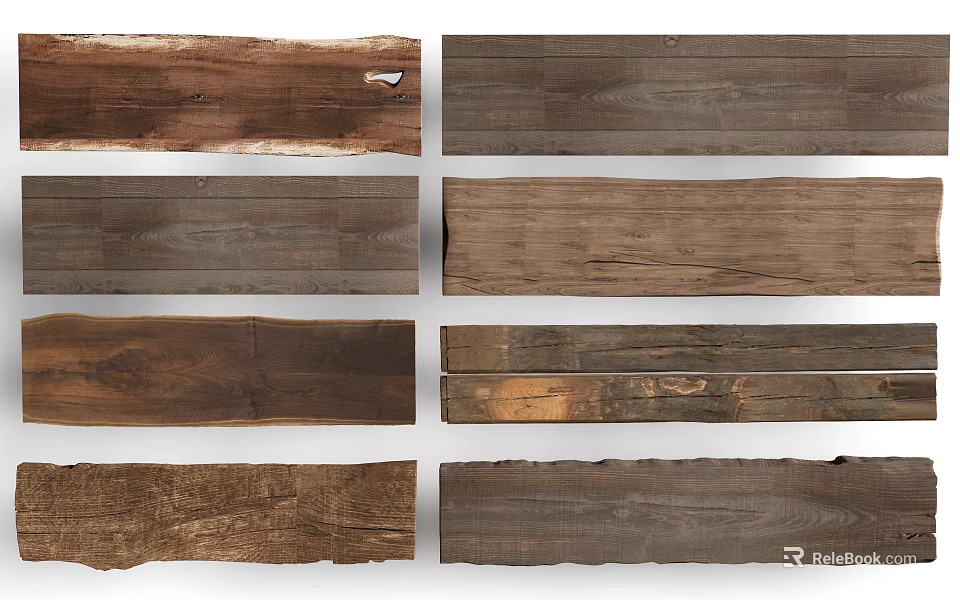Natural Stone and Wood Material Samples Featuring Diverse Textures for Interior Design 3d model 