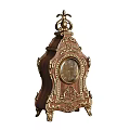 Elegant Vintage Wooden Mantel Clock With Gold Ornate Carvings And Classic Design