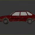 Red Sedan Car With Sleek Body Design And Tinted Windows 3D Render