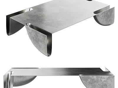 Modern Metallic Coffee Table With Sleek Stainless Steel Surface And Geometric Legs 3d model