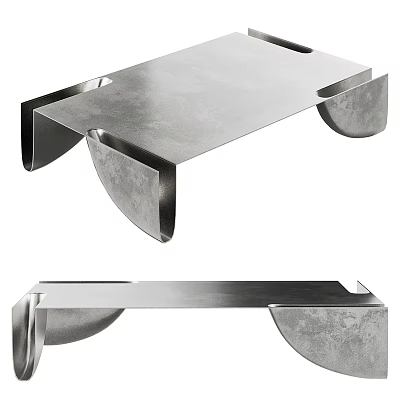 Modern Metallic Coffee Table With Sleek Stainless Steel Surface And Geometric Legs 3d model