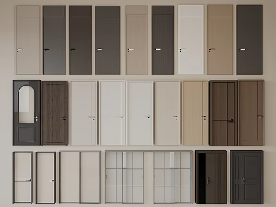Various Hinged Doors With Different Colors Styles And Materials For Interior Design 3d model