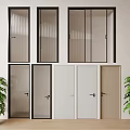 Modern Hinged Doors With Glass And Solid Panels In Various Colors Indoor 3d model