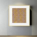 Modern Framed Abstract Painting With Black White Geometric Grid Patterns 3d model