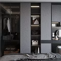 Modern Hotel Room Interior With Glass Partition Large Window Bed Desk And Wooden Flooring