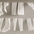 Various White Curtain Designs with Different Hanging and Flowing Styles 3d model