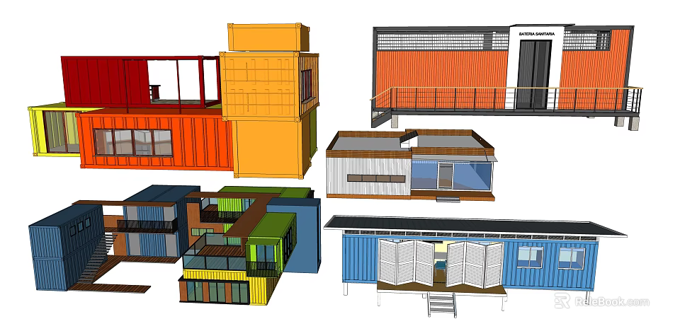 Colorful Container Post Station With Creative Structures And Diverse Architectural Designs 3d model