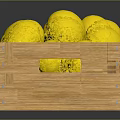 Fresh Ripe Lemons Arranged in Wooden Crate for Display and Sale