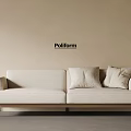 Poliform Beige Fabric Two Seater Sofa With Soft Cushions And Wooden Legs