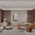 Modern Style Hotel Mahjong Room With Sofa Table And Chairs Hanging Lamp And Decorative Painting