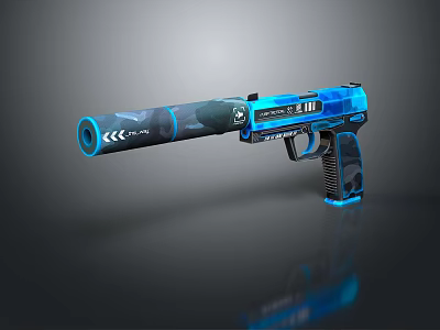 Futuristic Blue Gun Design Featuring Modern Barrel Grip And Control Panel 3d model