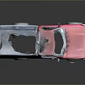 Vintage Red Pickup Truck With Gray Roof Storage Box And Off Road Tires