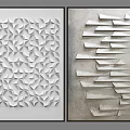 Modern 3D Wall Art With Geometric Origami Patterns And Stacked Strips On White Gray Backgrounds