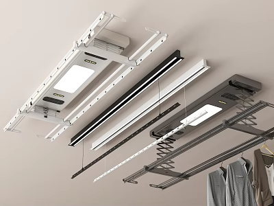 Ceiling Mounted Clothes Hangers With LED Lighting And Adjustable Modern Design For Home Organization 3d model
