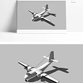 Classic Passenger Plane In Flight With Twin Propellers Wings And Tail Structure