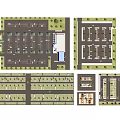 Parking Lot Layout Plan With Multiple Sections And Landscaped Green Areas 3d model