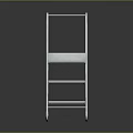 Sturdy Mobile Metal Ladder With Three Steps And Rolling Wheels 3d model