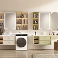 Sleek Modern Bathroom Cabinetry With Mirrors LED Lighting And Storage Shelves
