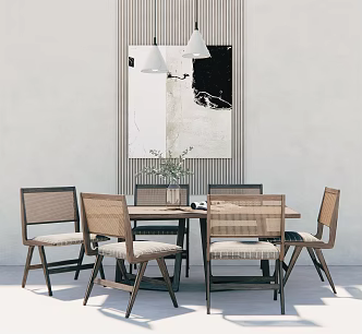 Quiet table and chair combination 3d model