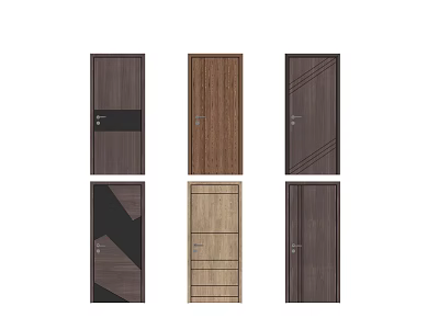 Various Hinged Doors With Diverse Wood Grain Patterns And Modern Designs 3d model