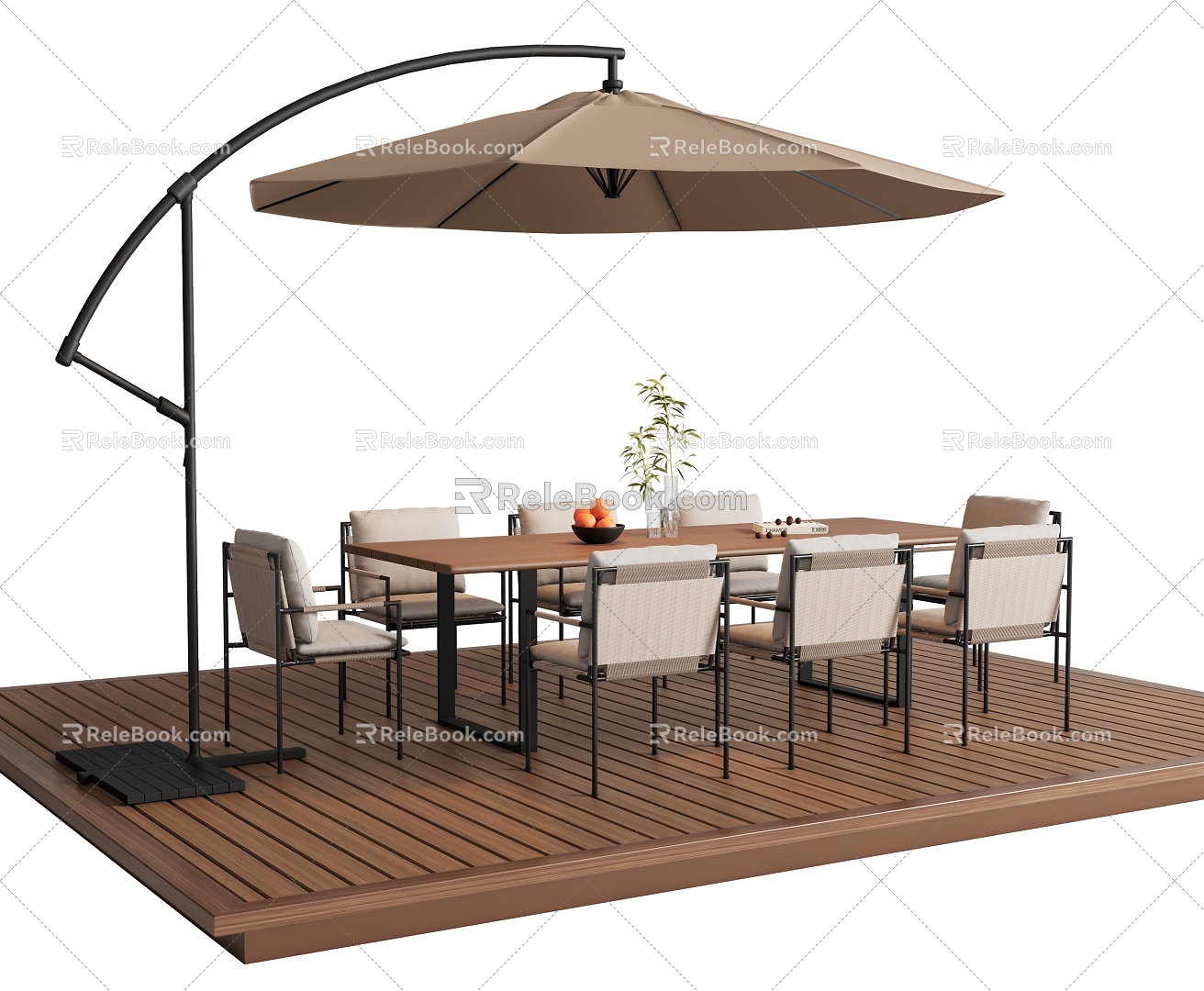 Modern Outdoor Table and Chair Outdoor Dining Table Outdoor Dining Table and Chair Sunshade Umbrella Anticorrosive Wood 3d model