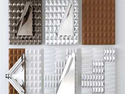 Modern Stylish Wall Decor With Geometric Textures Metal Silver Brown And White Designs 3d model