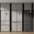 Modern Kitchen Refrigerators With Sleek Gray And Black Designs In Display Lineup