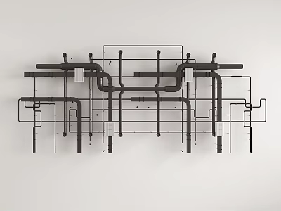 Industrial Pipes Network Design With Interconnected Structure And Wall Mounted Layout 3d model