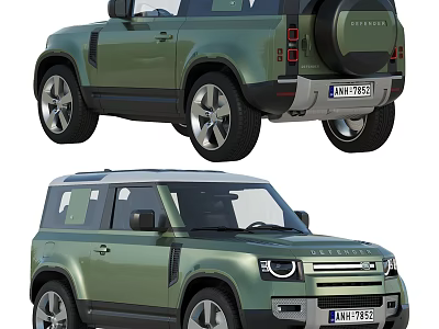 Green SUV Exterior Design With Silver Wheels Rear Spare Tire And Front Headlights 3d model