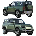 Green SUV Exterior Design With Silver Wheels Rear Spare Tire And Front Headlights