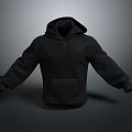 Stylish Black Hoodie With Casual Design Front Pocket And Long Sleeves