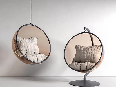 Modern Hanging Chairs With Cushions And Distinct Supports 3d model