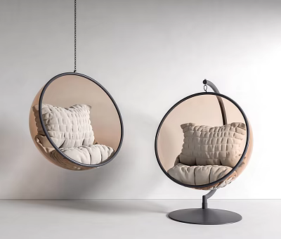 Modern Hanging Chairs With Cushions And Distinct Supports 3d model
