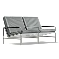 Modern Two Seat Public Chair With Metal Frame And Leather Seats