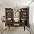 Elegant Modern Living Dining Room Interior With Chandelier Sofa And Marble Wall