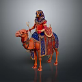 Ancient Egyptian Camel Rider In Traditional Attire With Ornate Scepter And Shield