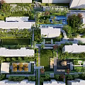 Residential Landscape Design Featuring Greenery Pool And Modern Building Layout 3d model