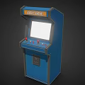 Retro Blue Arcade Machine With Classic Screen Red Buttons And Joystick