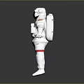 Man in White Astronaut Spacesuit with NASA Logo Standing on Gray Background