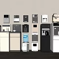 Various Modern Kitchen Appliances of Different Types Displayed in Row