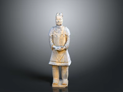Ancient Chinese Terracotta Warrior Sculpture With Standing Posture And Detailed Armor 3d model
